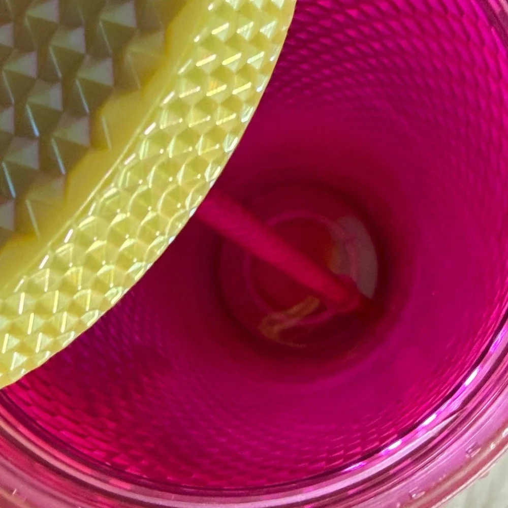 Starbucks 2024‎ Pink Ombre Studded Venti Tumbler 24oz Cold Cup Grid Iridescent